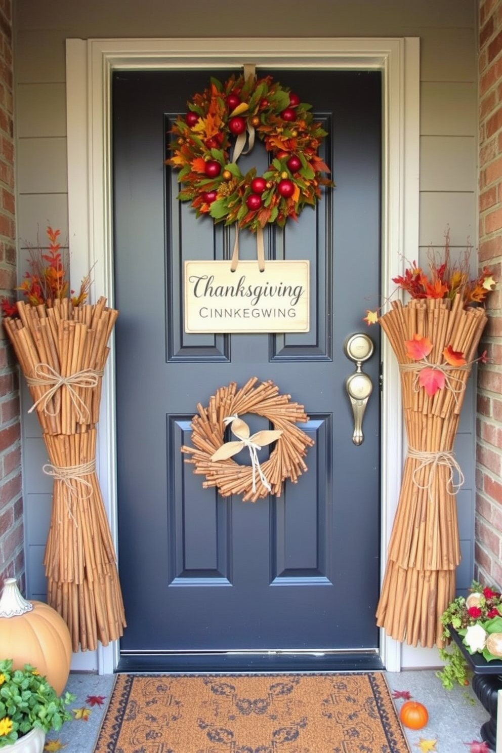 Thanksgiving Front Door Decorating Ideas 27