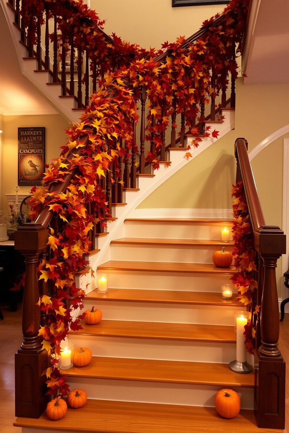 Thanksgiving Staircase Decorating Ideas 1