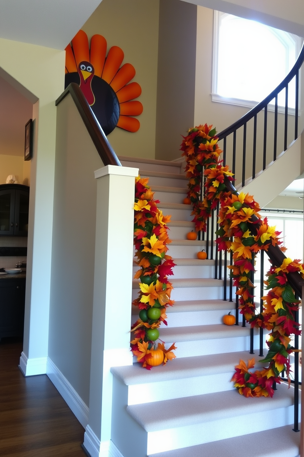 Thanksgiving Staircase Decorating Ideas 16