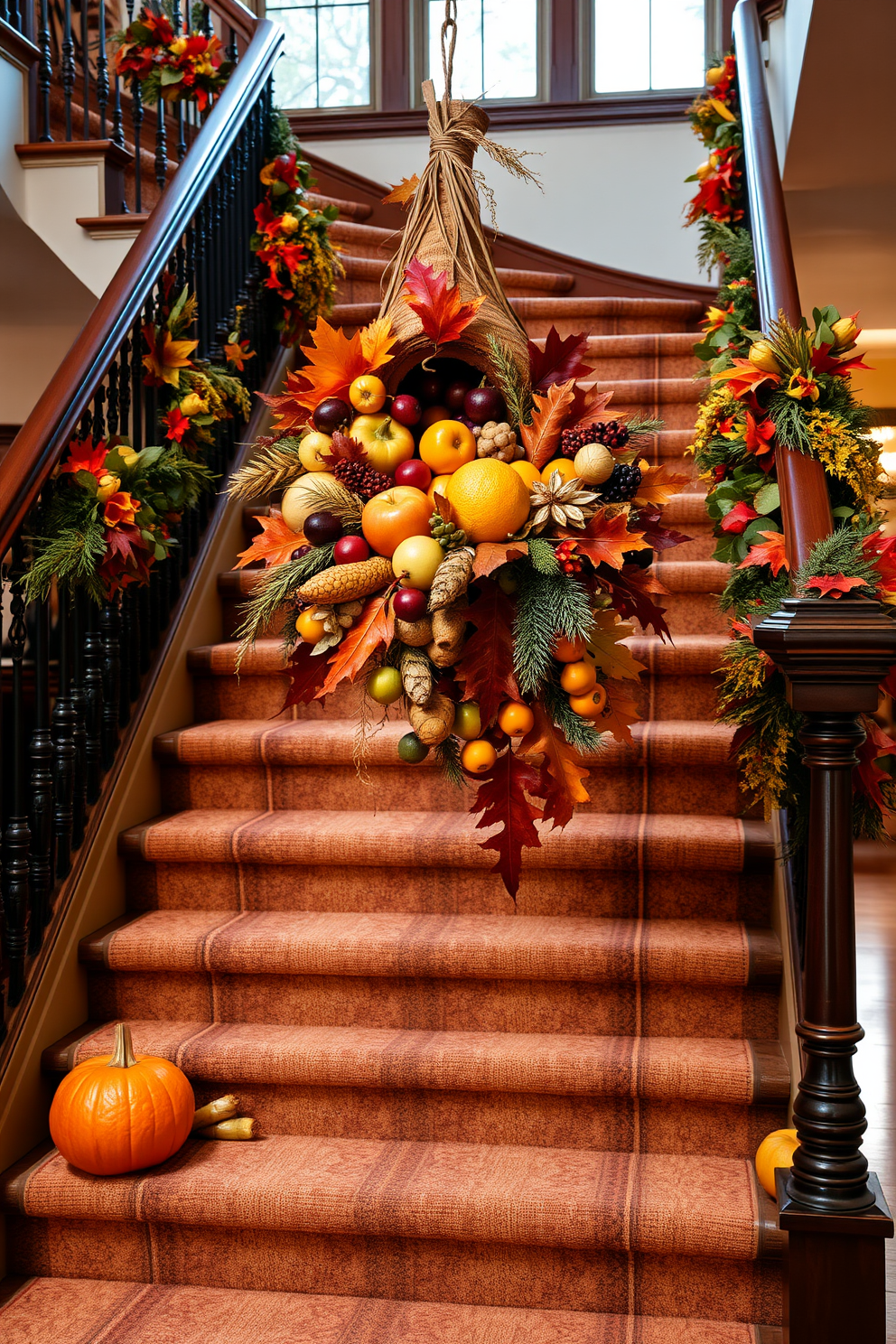 Thanksgiving Staircase Decorating Ideas 17