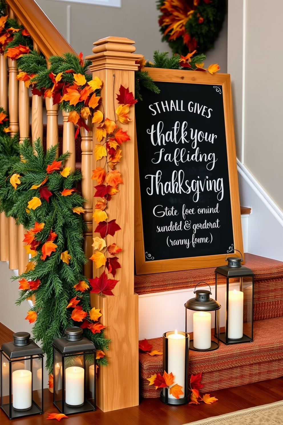 Thanksgiving Staircase Decorating Ideas 25