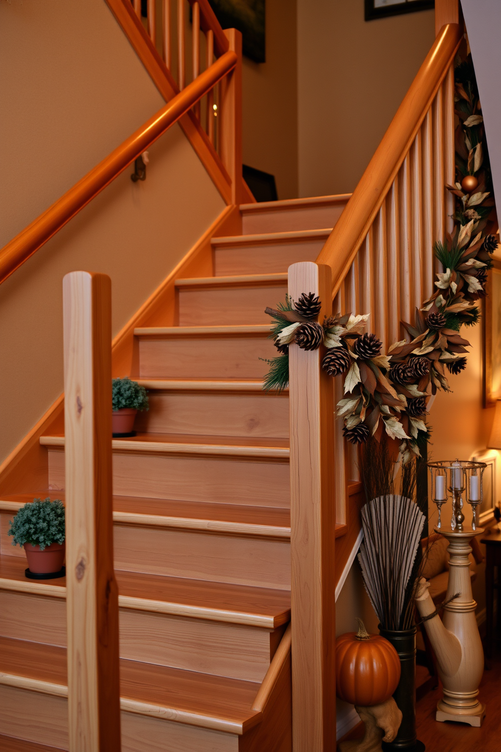 Thanksgiving Staircase Decorating Ideas 26