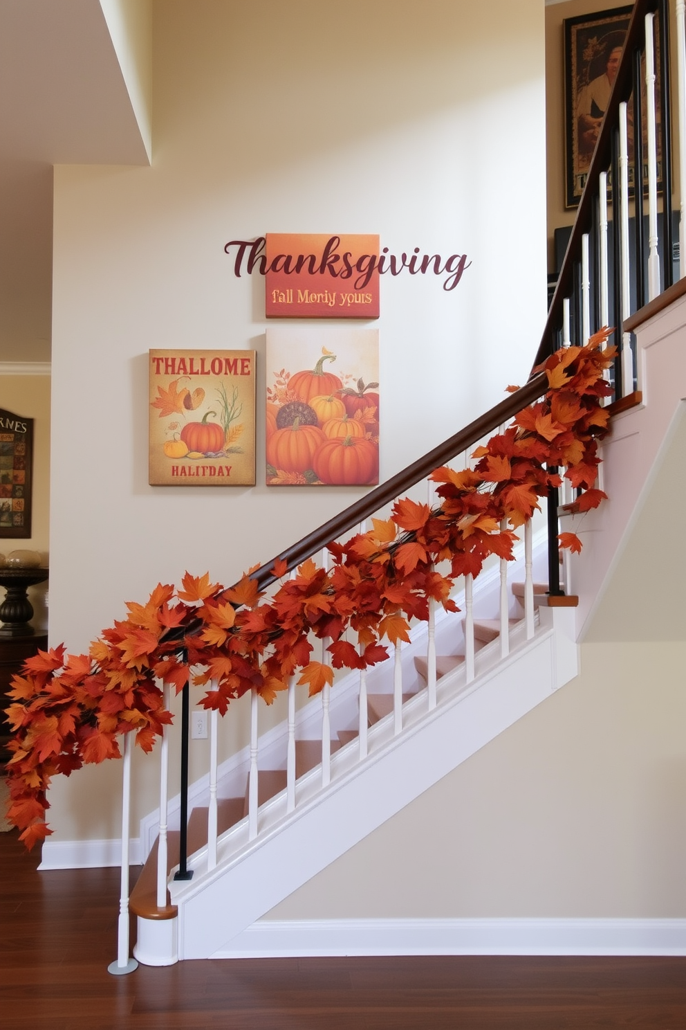 Thanksgiving Staircase Decorating Ideas 6