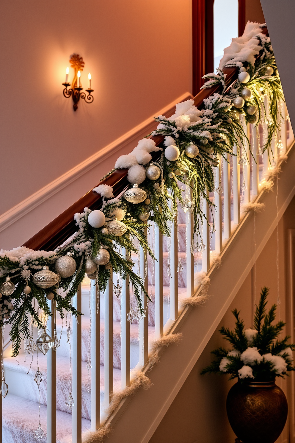 Winter Staircase Decorating Ideas 23